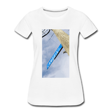 Load image into Gallery viewer, Women’s Cambria Fingerboards Street Sign Logo T-Shirt - white
