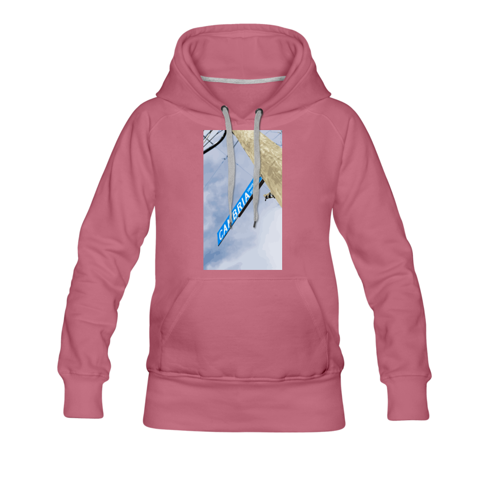 Women’s Cambria Fingerboards Street Sign Logo Hoodie - mauve